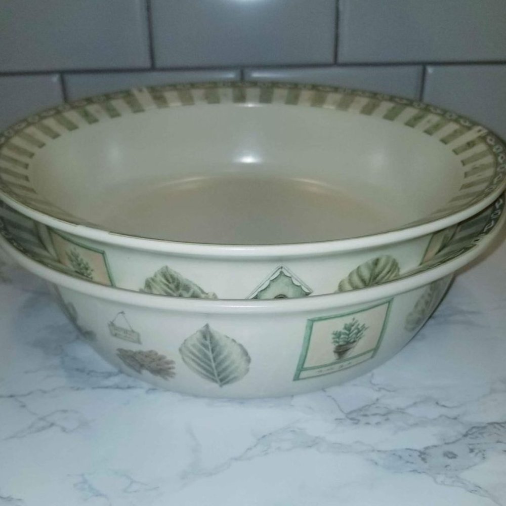 Pfaltzgraff Naturewood Stoneware (2) Round Serving Bowls 9.75" Vegetable Dishes
